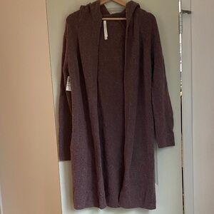 Aritzia Babaton Hooded Cardigan Sweater - Dark Purple